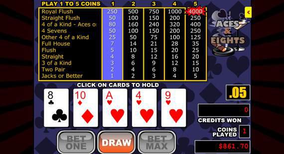 Video Poker game screenshot